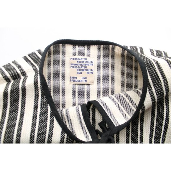 Baum Und Pfergarten Aralda Dress Stripe Fringe Hem Ecru Black Size 40/ L - Picture 8 of 10